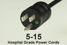 Black NEMA 5-15 Power Supply Hospital Grade AC Power Cords and AC Cables