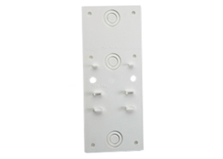 INSULATING FLAME RETARDENT BASE PLATE FOR MOUNTING OUTLET # 70117 TO METAL SURFACES, WHITE.