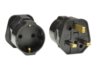 BRITISH, UNITED KINGDOM 13 AMPERE-250 VOLT PLUG ADAPTER, BS 1363 <font color="yellow"> TYPE G </font> PLUG (UK1-13P), 13 AMP FUSE BS 1362, EUROPEAN CEE 7/3 SOCKET, SHUTTERED CONTACTS, 2 POLE-3 WIRE GROUNDING (2P+E). BLACK.

<br><font color="yellow">Notes: </font> 
<br><font color="yellow">*</font> Connects European, German, French, Schuko CEE 7/7, CEE 7/4, CEE 7/16 type E, F, plugs with United Kingdom (UK1-13R) outlets, sockets, receptacles. Scroll down to view related products.
<br><font color="yellow">*</font><font color="yellow">*</font> Scroll down to view related product groups including similar adapters or select from Adapter Links and Transformer Links.
<br><font color="yellow">*</font> Adapter Links:  
<font color="yellow">-</font> <a href="https://www.internationalconfig.com/plug_adapt.asp" style="text-decoration: none">Country Specific Adapters</a> <font color="yellow">-</font> <a href="https://www.internationalconfig.com/universal_plug_adapters_multi_configuration_electrical_adapters.asp" style="text-decoration: none">Universal Adapters</a> <font color="yellow">-</font> <a href="https://www.internationalconfig.com/icc5.asp?productgroup=%27Plug%20Adapters%2C%20International%27" style="text-decoration: none">Entire List of Adapters</a> <font color="yellow">-</font> <a href="https://www.internationalconfig.com/Electrical_Adapters_C13_C14_C19_C20_C15_C7_C5_C21_60309_and_Electrical_Adapter_Power_Cords.asp" style="text-decoration: none">IEC 60320 Adapters</a> <font color="yellow">-</font><BR> <a href="https://www.internationalconfig.com/icc6.asp?item=IEC60320-Power-Cord-Splitters" style="text-decoration: none">IEC 60320 Splitter Adapters </a> <font color="yellow">-</font> <a href="https://www.internationalconfig.com/icc6.asp?item=IEC60320-Power-Cord-Splitters" style="text-decoration: none">NEMA Splitter Adapters </a> <font color="yellow">-</font> <a href="https://www.internationalconfig.com/icc6.asp?item=888-2126-ADPU" style="text-decoration: none">IEC 60309 Adapters</a> <font color="yellow">-</font> <a href="https://www.internationalconfig.com/cordhelp.asp" style="text-decoration: none">Worldwide and IEC Power Cord Selector</a>.
<br><font color="yellow">*</font> Transformer Links: <font color="yellow">-</font> <a href="https://www.internationalconfig.com/icc6.asp?item=Transformers" style="text-decoration: none">Step-Up, Step-Down Transformers & Voltage Converters </a>.

 
