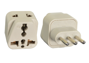 UNIVERSAL <font color="yellow">(MULTI-OUTLET)</font> ITALY, CHILE 10 AMPERE-250 VOLT <font color="yellow"> TYPE L </font> PLUG ADAPTER. CONNECTS EUROPEAN, BRITISH, UK, AUSTRALIA, NEMA, WORLDWIDE / INTERNATIONAL PLUGS WITH ITALIAN CEI 23-16/VII (IT1-10R) 10A-250V & (IT2-16R) 16A-250V OUTLETS, 2 POLE-3 WIRE GROUNDING (2P+E). IVORY. 

<br><font color="yellow">Notes: </font>
<br><font color="yellow">*</font> Adapter #30280-NS - Maximum in use electrical rating 10 Ampere 250 Volt. 
<br><font color="yellow">*</font> Add-on adapter #74900-SGA required for "Grounding / Earth" connection when #30280 is used with European, German, French "Schuko" CEE 7/7 & CEE 7/4 plugs.
<br><font color="yellow">*</font> Optional plug adapters with integral "Grounding / Earth" connection are #30150 and #30160 listed below in related products.
<br><font color="yellow">*</font> View related products below for country specific universal and international worldwide plug adapters for all countries. Scroll down to view.
