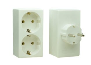 EUROPEAN "SCHUKO" (EU1-16R) CEE 7/3 PLUG ADAPTER, 16 AMPERE-250 VOLT, CONVERTS SINGLE "SCHUKO" WALL OUTLET INTO A DUPLEX OUTLET, 2 POLE-3 WIRE GROUNDING. WHITE.

<br><font color="yellow">Notes: </font> 
<br><font color="yellow">*</font> View PDF print below for installation details.
<br><font color="yellow">*</font> View #30305-A below in related products for alternate design.
