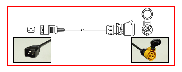 IEC 60309 (4h) 16A-125V ADAPTER. IEC 60309 (IP44) CONNECTOR, IEC 60320 C-20 PLUG, 1.5mm2 H05VV-F, 2 POLE-3 WIRE GROUNDING (2P+E), 0.3 METERS (1 FOOT) (12") LONG. YELLOW CONNECTOR, BLACK CORD AND PLUG.

<br><font color="yellow">Notes: </font>
<br> Adapter 30490-EU wired for use in Europe. Use adapter 30490 for USA / North America applications. Link: # <a href="https://internationalconfig.com/icc6.asp?item=30490" style="text-decoration: none">30490</a>.
<br><font color="yellow">*</font><font color="orange">Custom lengths / designs available.</font>  
<br><font color="yellow">*</font><font color="yellow">*</font> Scroll down to view related product groups including similar adapters or select from Adapter Links and Transformer Links.
<br><font color="yellow">*</font> Adapter Links:  
<font color="yellow">-</font> <a href="https://www.internationalconfig.com/plug_adapt.asp" style="text-decoration: none">Country Specific Adapters</a> <font color="yellow">-</font> <a href="https://www.internationalconfig.com/universal_plug_adapters_multi_configuration_electrical_adapters.asp" style="text-decoration: none">Universal Adapters</a> <font color="yellow">-</font> <a href="https://www.internationalconfig.com/icc5.asp?productgroup=%27Plug%20Adapters%2C%20International%27" style="text-decoration: none">Entire List of Adapters</a> <font color="yellow">-</font> <a href="https://www.internationalconfig.com/Electrical_Adapters_C13_C14_C19_C20_C15_C7_C5_C21_60309_and_Electrical_Adapter_Power_Cords.asp" style="text-decoration: none">IEC 60320 Adapters</a> <font color="yellow">-</font><BR> <a href="https://www.internationalconfig.com/icc6.asp?item=IEC60320-Power-Cord-Splitters" style="text-decoration: none">IEC 60320 Splitter Adapters </a> <font color="yellow">-</font> <a href="https://www.internationalconfig.com/icc6.asp?item=IEC60320-Power-Cord-Splitters" style="text-decoration: none">NEMA Splitter Adapters </a> <font color="yellow">-</font> <a href="https://www.internationalconfig.com/icc6.asp?item=888-2126-ADPU" style="text-decoration: none">IEC 60309 Adapters</a> <font color="yellow">-</font> <a href="https://www.internationalconfig.com/cordhelp.asp" style="text-decoration: none">Worldwide and IEC Power Cord Selector</a>.
<br><font color="yellow">*</font> Transformer Links: <font color="yellow">-</font> <a href="https://www.internationalconfig.com/icc6.asp?item=Transformers" style="text-decoration: none">Step-Up, Step-Down Transformers & Voltage Converters </a>.