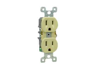 15 AMPERE-125 VOLT NEMA 5-15R AMERICAN DUPLEX OUTLET, 2 POLE-3 WIRE GROUNDING. IVORY.

<br><font color="yellow">Notes: </font> 
<br><font color="yellow">*</font> Panel mount or box mount on standard American 2x4 wall box.
