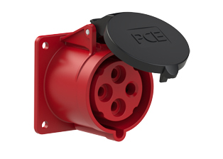 PCE 3249-3F7, STRAIGHT RECEPTACLE (60mmX60mm MOUNTING), 30A-380,440V, SPLASHPROOF IP44, 3h, 3P4W, RED.
<br>PIN & SLEEVE PANEL MOUNT RECEPTACLE. cULus approved. Conformity Standards, UL 1682, UL 1686, IEC 60309-1, IEC 60309-2, CSA C22.2 182.1

<br><font color="yellow">Notes: </font>
<br><font color="yellow">*</font> View "Dimensional Data Sheet" for extended product detail specifications and device measurement drawing.
<br><font color="yellow">*</font> View "Associated Products 1" for general overview of devices within this product category.
<br><font color="yellow">*</font> View "Associated Products 2" to download IEC 60309 Pin & Sleeve Brochure containing the complete cULus listed range of pin & sleeve devices.
<br><font color="yellow">*</font> Select mating IEC 60309 IP44 splashproof and IP67 watertight devices individually listed below under related products. Scroll down to view.