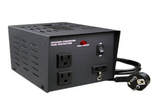 EUROPEAN INTERNATIONAL COMBINATION VOLTAGE STEP-DOWN OR STEP-UP TRANSFORMER, 1000 WATTS (VA), 50/60 HZ, FUSED, NEMA 5-15R OUTLET, ON-OFF SWITCH, 5.0 FOOT LONG POWER SUPPLY CORD WITH "SCHUKO" EU1-16P PLUG. CE MARK.

<br><font color="yellow">Notes: </font> 
<br><font color="yellow">*</font> Auto transformers change voltage levels and not frequency from 50 to 60 cycle (hertz) or vice versa. Appliances using synchronous motors should have the motor designed for the specific frequency if motor speed is critical for proper operation of the appliance or equipment.
<br><font color="yellow">*</font> NOT recommended for use with refrigerators.
