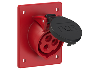 PCE 4139-7F8, ANGLED RECEPTACLE (60mmX73mm MOUNTING), 20A-480V, SPLASHPROOF IP44, 7h, 2P3W, RED.
<br>PIN & SLEEVE ANGLED PANEL MOUNT RECEPTACLE. cULus approved. Conformity Standards, UL 1682, UL 1686, IEC 60309-1, IEC 60309-2, CSA C22.2 182.1

<br><font color="yellow">Notes: </font>
<br><font color="yellow">*</font> View "Dimensional Data Sheet" for extended product detail specifications and device measurement drawing.
<br><font color="yellow">*</font> View "Associated Products 1" for general overview of devices within this product category.
<br><font color="yellow">*</font> View "Associated Products 2" to download IEC 60309 Pin & Sleeve Brochure containing the complete cULus listed range of pin & sleeve devices.
<br><font color="yellow">*</font> Select mating IEC 60309 IP44 splashproof and IP67 watertight devices individually listed below under related products. Scroll down to view.