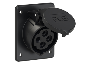 PCE 4149-12F8, ANGLED RECEPTACLE (60mmX73mm MOUNTING), 20A-120/250V (SINGLE PHASE), SPLASHPROOF IP44, 12h, 3P4W, ORANGE.
<br>PIN & SLEEVE ANGLED PANEL MOUNT RECEPTACLE. cULus approved. Conformity Standards, UL 1682, UL 1686, IEC 60309-1, IEC 60309-2, CSA C22.2 182.1

<br><font color="yellow">Notes: </font>
<br><font color="yellow">*</font> Part number 4149-12F8 electrical rating color code is orange however this device is produced in color all black due to low volume.
<br><font color="yellow">*</font> View "Dimensional Data Sheet" for extended product detail specifications and device measurement drawing.
<br><font color="yellow">*</font> View "Associated Products 1" for general overview of devices within this product category.
<br><font color="yellow">*</font> View "Associated Products 2" to download IEC 60309 Pin & Sleeve Brochure containing the complete cULus listed range of pin & sleeve devices.
<br><font color="yellow">*</font> Select mating IEC 60309 IP44 splashproof and IP67 watertight devices individually listed below under related products. Scroll down to view.