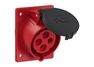 PCE 4249-3, ANGLED RECEPTACLE (60mmX73mm MOUNTING), 30A-380,440V, SPLASHPROOF IP44, 3h, 3P4W, RED.
<br>PIN & SLEEVE ANGLED PANEL MOUNT RECEPTACLE. cULus approved. Conformity Standards, UL 1682, UL 1686, IEC 60309-1, IEC 60309-2, CSA C22.2 182.1


<br><font color="yellow">Notes: </font>
<br><font color="yellow">*</font> View "Dimensional Data Sheet" for extended product detail specifications and device measurement drawing.
<br><font color="yellow">*</font> View "Associated Products 1" for general overview of devices within this product category.
<br><font color="yellow">*</font> View "Associated Products 2" to download IEC 60309 Pin & Sleeve Brochure containing the complete cULus listed range of pin & sleeve devices.
<br><font color="yellow">*</font> Select mating IEC 60309 IP44 splashproof and IP67 watertight devices individually listed below under related products. Scroll down to view.