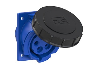PCE 42592-9F78, ANGLED RECEPTACLE (60mmX73mm MOUNTING), 30A/32A-120/208V, WATERTIGHT IP67, 9h, 4P5W, BLUE.
<br>PIN & SLEEVE ANGLED PANEL MOUNT RECEPTACLE. cULus, OVE approved. Conformity Standards, UL 1682, UL 1686, IEC 60309-1, IEC 60309-2, CSA C22.2 182.1, CEE, EN 60309-1, EN 60309-2.

<br><font color="yellow">Notes: </font>
<br><font color="yellow">*</font> View "Dimensional Data Sheet" for extended product detail specifications and device measurement drawing.
<br><font color="yellow">*</font> View "Associated Products 1" for general overview of devices within this product category.
<br><font color="yellow">*</font> View "Associated Products 2" to download IEC 60309 Pin & Sleeve Brochure containing the complete cULus listed range of pin & sleeve devices.
<br><font color="yellow">*</font> Select mating IEC 60309 IP44 splashproof and IP67 watertight devices individually listed below under related products. Scroll down to view.