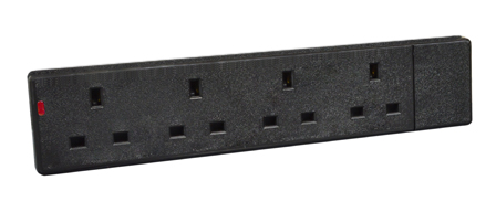 UK, BRITISH, UNITED KINGDOM 13 AMPERE-250 VOLT 4 OUTLET POWER STRIP / IN-LINE CONNECTOR, NEON INDICATOR, BS 1363A TYPE G SOCKETS (UK1-13R), SHUTTERED CONTACTS, 2 POLE-3 WIRE GROUNDING (2P+E), MAX. CORD O.D. = 0.393". BLACK.

<br><font color="yellow">Notes: </font> 
<br><font color="yellow">*</font> Material = PP, Temp. range = -5�C to +40�C.
<br><font color="yellow">*</font> Note: Not designed for wiring directly to power supply. Use a UK 13A-250V fused plug / cord.
<br><font color="yellow">*</font> Select a UK 13A-250V power cord.</font> <a href="https://internationalconfig.com/icc6.asp?item=83100" style="text-decoration: none">Power Cords Link</a>
<br><font color="yellow">*</font> For horizontal rack mount applications use #52019, #52019-BLK rack mounting plates.
<br><font color="yellow">*</font> British, United Kingdom power cords, plugs, GFCI-RCD outlets, connectors, socket strips, extension cords, plug adapters listed below in related products. Scroll down to view.



 