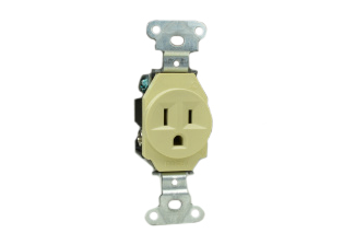15 AMPERE-125 VOLT (NEMA 5-15R) AMERICAN/CANADA OUTLET, 2 POLE-3 WIRE GROUNDING, SPECIFICATION GRADE, IMPACT RESISTANT NYLON BODY. IVORY.

<br><font color="yellow">Notes: </font> 
<br><font color="yellow">*</font> Locking versions that accept straight blade 15A-125V (NEMA 5-15P) plugs, Japan 15A-125V (JA1-15P) plugs are available. <font color="yellow">#78520-LK locking outlet prevents accidental disconnect.</font>
 