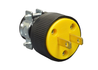 15 AMPERE-125 VOLT (NEMA 1-15P) PLUG, TYPE B, METAL CORD GRIP, TERMINALS ACCEPT 18/2, 16/2, 14/2, 12/2 CONDUCTORS, 2 POLE-2 WIRE (2P) NON-POLARIZED. BLACK.
<br><font color="yellow">Notes: </font> 
<br><font color="yellow">*</font>  Max. O.D. dia. cable = 0.600" (15.2MM).
<br><font color="yellow">*</font> Terminals accept 18/2, 16/2, 14/2, 12/2 conductors.
<br><font color="yellow">*</font> Terminal screw torque = 14-18 in. lbs.

<br><font color="yellow">*</font> Plugs, connectors, receptacles, power cords, power strips, weatherproof outlets are listed below in related products.  
