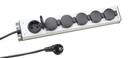 EUROPEAN CEE 7/3 "SCHUKO" 6 OUTLET (EU1-16R) PDU POWER STRIP, 16 AMPERE-250 VOLTS, 2 POLE-3 WIRE GROUNDING (2P+E), WEATHER/DUST OUTLET COVERS, IP20 RATED, 3.0 METER (9FT-10IN) CORD. BLACK/ GRAY. 

<br><font color="yellow">Notes: </font> 
<br><font color="yellow">*</font> PDU horizontal rack mount applications. Use #52019, #52019-BLK rack mounting plates.