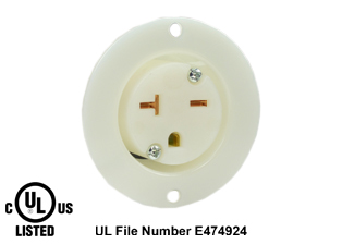 20 AMPERE-250 VOLT (NEMA 6-20R) FLANGED PANEL MOUNT POWER OUTLET, 2 POLE-3 WIRE GROUNDING (2P+E), IMPACT RESISTANT NYLON BODY, SPECIFICATION GRADE. WHITE. 

<br><font color="yellow">Notes: </font> 
<br><font color="yellow">*</font> Outlet accepts NEMA 6-20P (20A-250V) & NEMA 6-15P (15A-250V) plugs.
<br><font color="yellow">*</font> For weatherproof / dustproof applications use #5200-WSC inlet cover and #5200-WTC terminal shield.
<br><font color="yellow">*</font> Temp. range = -40�C to +75�C.
<br><font color="yellow">*</font> Terminals accept 16AWG-10AWG, Max. torque = 11 in. lbs.
<br><font color="yellow">*</font> NEMA, IEC 60309, European, United Kingdom, Australian, International power outlets are listed below in related products. Scroll down to view.