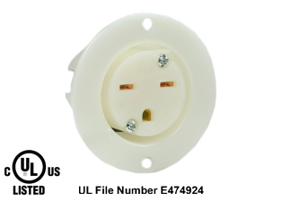 15A AMPERE-250 VOLT NEMA 6-15R FLANGED PANEL MOUNT POWER OUTLET, IMPACT RESISTANT NYLON BODY, 2 POLE-3 WIRE GROUNDING (2P+E), SPECIFICATION GRADE. WHITE. 

<br><font color="yellow">Notes: </font> 
<br><font color="yellow">*</font> Weatherproof / dust proof applications use #5200-WSC cover & #5200-WTC terminal shield or # 79480 WP cover. 
<br><font color="yellow">*</font> Temp. range = -40C to +75C. Terminals accept 16AWG-10AWG. Max. torque = 11 in. lbs.
<br><font color="yellow">**</font> NEMA Flanged Panel Mount Outlets with same mounting pattern listed below.
<BR>**NEMA 5-15R Outlet Part #5279-SS (15A-125V). Accepts NEMA 5-15P plugs. 
<BR>**NEMA 5-20R Outlet Part #5379-SS (20A-125V). Accepts NEMA 5-20P & NEMA 5-15P plugs.
<BR>**NEMA 6-15R Outlet Part #5679-SS (15A-250V). Accepts NEMA 6-15P plugs. 
<BR>**NEMA 6-20R Outlet Part #5479-SS (20A-250V). Accepts NEMA 6-20P & NEMA 6-15P plugs.
<BR>**NEMA L5-15R Locking Outlet #4715-SS (15A-125V). Accepts NEMA L5-15P Locking plugs.
<BR>**NEMA L6-15R Locking Outlet #L615-FO (15A-250V). Accepts NEMA L6-15P Locking plugs.

<br><font color="yellow">View:</font> Optional panel mount designs # <a href="https://internationalconfig.com/icc6.asp?item=5658-I" style="text-decoration: none">5658-I</a>, # <a href="https://internationalconfig.com/icc6.asp?item=5658-QC" style="text-decoration: none">5658-QC</a> (Quick Connect / Solder Terminals).

<br><font color="yellow">*</font> Plugs, power cords, outlets, PDU strips, connectors, inlets, adapters are listed below in related products. Scroll down to view.