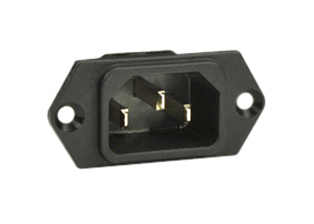 IEC 60320 C-14, 15 AMPERE-250 VOLT POWER INLET, PANEL MOUNT, 6.3 x 0.8 mm (0.250" x 0.032") QUICK CONNECT Q.D TERMINALS, 2 POLE-3 WIRE GROUNDING (2P+E), IP40 RATED, BLACK. 

<br><font color="yellow">Notes: </font> 
<br><font color="yellow">*</font> Operating temp. = -25�C to +70�C.
<br><font color="yellow">*</font> UL 94V-O rated polyamide 6.6 thermoplastic body.
<br><font color="yellow">*</font> Mounting screw torque = 0.3Nm.
<br><font color="yellow">*</font> IEC 60320 plugs, connectors, power cords, outlet strips, sockets, inlets, plug adapters are listed below in related products. Scroll down to view.