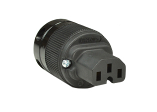 10A-250V, 15A-125V IEC 60320 C-15 CONNECTOR, (UL/CSA APPROVED), IMPACT RESISTANT NYLON, MOISTURE / DUST SHIELD, 2 POLE-3 WIRE GROUNDING (2P+E), TERMINAL ACCEPTS 10/3, 12/3, 14/3, 16/3, 18/3 AWG CONDUCTORS, STRAIN RELIEF = 0.300-0.655" DIA. CORD, BLACK. 

<br><font color="yellow">Notes: </font> 
<br><font color="yellow">*</font> Mates with C-16 power inlets.
<br><font color="yellow">*</font> Power cords, plugs, connectors, power inlets, plug adapters listed below in related products. Scroll down to view. 
