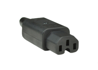15A-250V IEC 60320 C-15 CONNECTOR, UL, CSA, VDE APPROVALS, 2 POLE-3 WIRE GROUNDING (2P+E), TERMINALS ACCEPT 18AWG-14AWG CONDUCTORS, STRAIN RELIEF ACCEPTS 8.5 mm (0.335") DIA. CORD, BLACK. 

<br><font color="yellow">Notes: </font> 
<br><font color="yellow">*</font> Mates with C-16 power inlets.
<br><font color="yellow">*</font> Power cords, plugs, connectors, power inlets, plug adapters are listed below in related products. Scroll down to view.