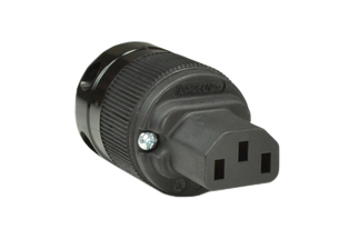 AUDIO-HIFI 15 AMPERE-125 VOLT C13 CONNECTOR. IEC 60320 CONNECTOR UL/CSA LISTED 15A-125V, 10A-250V, IMPACT RESISTANT NYLON, MOISTURE/DUST SHIELD, 2 POLE-3 WIRE GROUNDING (2P+E), CLAMP TYPE TERMINALS ACCEPTS 10/3, 12/3, 14/3, 16/3, 18/3 AWG CONDUCTORS, CORD GRIP RANGE 0.300"-0.655" DIA. CORD. BLACK.

 