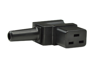 IEC 60320 C-19 RIGHT ANGLE CONNECTOR, 20 AMPERE-250 VOLT AND 16 AMPERE-250 VOLT, 2 POLE-3 WIRE GROUNDING, TERMINALS ACCEPT 12 AWG (4.0 mm2) CONDUCTORS, ACCEPTS 8-10 mm (0.315 -0.394") DIA. CORDAGE, OPERATING TEMP = -25�C TO +70�C, BLACK.