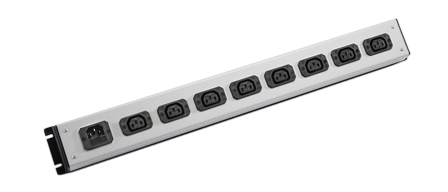 IEC 60320 C-13, C-14 10 AMPERE-250 VOLT 8 OUTLET PDU POWER STRIP, 2 POLE-3 WIRE GROUNDING (2P+E), C-14 FUSED POWER INLET. BLACK/GRAY.

<br><font color="yellow">Notes: </font> 
<br><font color="yellow">*</font> Fused C14 power inlet accepts C13, C15 detachable power cords and rewireable C13, C15 connectors.
<br><font color="yellow">*</font> IEC 60320 C13 C14 PDU outlet strips, detachable power cords, "Y" splitter cords, C14 plugs, C13, C15 connectors, inlets, outlets, sockets, receptacles, plug adapters are listed below in related products. Scroll down to view.
 