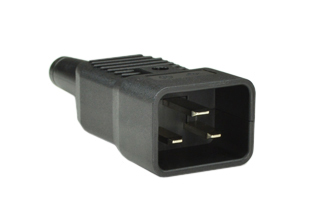 IEC 60320 (320) C-20 ATTACHMENT PLUG. BLACK THERMOPLASTIC. BRASS CONTACTS, NICKEL PLATED, STRAIGHT CABLE ENTRY, SCREW TERMINALS, CLAMP TYPE STRAIN RELIEF, UL / CSA RATED: 20 AMPERE 125 VOLT AND 20 AMPERE 250 VOLT. VDE RATED: 16 AMPERE 250 VOLT. 2 POLE-3 WIRE GROUNDING, CE MARK. SAME AS CATALOG #57110 EXCEPT DISASSEMBLED.
