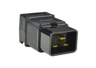IEC 60320 C-20 PLUG, 20 AMPERE-250 VOLT AND 16 AMPERE-250 VOLT, 2 POLE-3 WIRE GROUNDING, TERMINALS ACCEPT 12 AWG (4.0 mm2) CONDUCTORS, ACCEPTS 12 mm (0.472") DIA. CORDAGE, BLACK.
