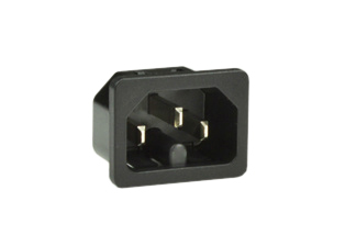 15A-250V IEC 60320 C-16 POWER INLET, SNAP-IN MOUNT FOR 1.5 mm THICK PANELS, 3.8 x 0.8 mm (0.138" x 0.032"). SOLDER TERMINALS, 2 POLE-3 WIRE GROUNDING (2P+E). BLACK. 

<br><font color="yellow">Notes: </font> 
<br><font color="yellow">*</font> Operating temp. = -25C to +120C.
<br><font color="yellow">*</font> Material = Thermoplastic, UL 94V-0 rated.
<br><font color="yellow">*</font> Connects with C-15 power cords, connectors.
<br><font color="yellow">*</font> Models also available for 1.0, 1.2, 1.5, 2.0, 2.5 and 3.0 mm thick panels.
<br><font color="yellow">*</font> Power cords, plugs, connectors, power inlets, plug adapters listed below in related products. Scroll down to view.
    
<br>
<br>
Models available:
<br>
(1.0mm thick panels - <a href="https://internationalconfig.com/documents/57321X1.0M.pdf" style="text-decoration:none" target="_blank">57321X1.0M</a>) 
(1.2mm thick panels - <a href="https://internationalconfig.com/documents/57321X1.2M.pdf" style="text-decoration:none" target="_blank">57321X1.2M</a>)
(1.5mm thick panels - <a href="https://internationalconfig.com/documents/57321.pdf" style="text-decoration:none" target="_blank">57321</a>)<br>
(2.0mm thick panels - <a href="https://internationalconfig.com/documents/57321X2.0M.pdf" style="text-decoration:none" target="_blank">57321X2.0M</a>) 
(2.5mm thick panels - <a href="https://internationalconfig.com/documents/57321X2.5M.pdf" style="text-decoration:none" target="_blank">57321X2.5M</a>) 
(3.0mm thick panels - <a href="https://internationalconfig.com/documents/57321X3.0M.pdf" style="text-decoration:none" target="_blank"">57321X3.0M</a>)