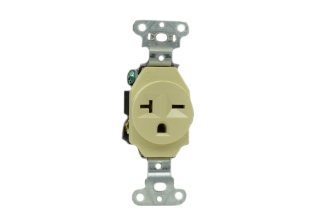 20 AMPERE-250 VOLT (NEMA 6-20R / NEMA 6-15R) OUTLET, 2 POLE-3 WIRE GROUNDING (2P+E), SPECIFICATION GRADE, IMPACT RESISTANT NYLON BODY. IVORY.

<br><font color="yellow">Notes: </font> 
<br><font color="yellow">*</font> Outlet accepts NEMA 6-20P (20A-250V) & NEMA 6-15P (15A-250V) plugs.
<br><font color="yellow">*</font> Panel mount or mount in standard American wall boxes.
<br><font color="yellow">*</font> NEMA 6-20 power cords, power strips, plugs, connectors, outlets listed below in related products. Scroll down to view.