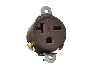 *Temporarily Discontinued Item. See Related Devices Below For Alternate Options.
<br>
<br>
20 AMPERE-250 VOLT AC (USA / CANADA) PANEL MOUNT OUTLET, NEMA 6-20R TYPE B, SPECIFICATION GRADE, SIDE WIRED, SCREW TERMINALS, 2 POLE-3 WIRE GROUNDING (2P+E). BROWN. 

<br><font color="yellow">Notes: </font> 
<br><font color="yellow">*</font> Terminal screw torque = 1.6Nm-2.0Nm.
<br><font color="yellow">*</font> Outlet accepts NEMA 6-20P (20A-250V) & NEMA 6-15P (15A-250V) plugs.
<br><font color="yellow">*</font> NEMA 6-20 power cords, power strips, plugs, connectors, outlets listed below in related products. Scroll down to view.