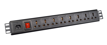 UNIVERSAL MULTI-CONFIGURATION 10 AMPERE 250 VOLT 8 OUTLET PDU POWER STRIP, "19" HORIZONTAL RACK MOUNT, (1.5U), ILLUMINATED D.P. SWITCH, IEC 60320 C-14 POWER INLET, METAL ENCLOSURE, 2 POLE-3 WIRE GROUNDING (2P+E). BLACK.

<br><font color="yellow">Notes: </font> 
<br><font color="yellow">*</font> Operating Temp. = -10�C to +60�C.
<br><font color="yellow">*</font> Storage Temp. = -25�C to +65�C.
<br><font color="yellow">*</font> Plug adapter #30140-A available. Provides "Earth" grounding connection (2P+E) for CEE 7/7, CEE 7/4 European Schuko, French plugs used with universal power strips.
<br><font color="yellow">*</font> C-14 inlet accepts all C-13, C-15 power cords, connectors.
<br><font color="yellow">*</font> View Dimensional Data Sheet for mating International, European plugs.
<br><font color="yellow">*</font> Mounting brackets reversible for vertical mount applications.
<br><font color="yellow">*</font> Mating power cords listed below in related products. Scroll down to view.

