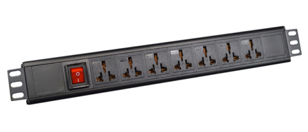 UNIVERSAL MULTI-CONFIGURATION 16 AMPERE 250 VOLT 7 OUTLET PDU POWER STRIP, 19" HORIZONTAL RACK MOUNT, (1.5U), ILLUMINATED D.P. SWITCH, IEC 60320 C-20 POWER INLET <font color="yellow">(ON BACK SIDE OF STRIP)</font>, METAL ENCLOSURE, 2 POLE-3 WIRE GROUNDING (2P+E). BLACK.

<br><font color="yellow">Notes: </font> 
<br><font color="yellow">*</font> Operating Temp. = -10�C to +60�C.
<br><font color="yellow">*</font> Storage Temp. = -25�C to +65�C.
<br><font color="yellow">*</font> Plug adapter #30140-A available. Provides "Earth" grounding connection (2P+E) for CEE 7/7, CEE 7/4 European Schuko, French plugs used with universal power strips.
<br><font color="yellow">*</font> C-20 inlet accepts all C-19 power cords, connectors.
<br><font color="yellow">*</font> View Dimensional Data Sheet for mating International, European plugs.
<br><font color="yellow">*</font> Mounting brackets reversible for vertical mount applications.
<br><font color="yellow">*</font> Mating power cords listed below in related products. Scroll down to view.
