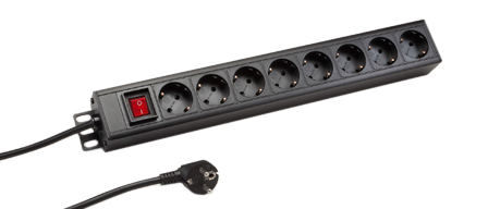 EUROPEAN GERMAN SCHUKO 16 AMPERE-250 VOLT CEE 7/3 (EU1-16R), 50/60HZ, 8 <font color=ORANGE>(45 ANGLE)</font> OUTLET PDU POWER STRIP, ILLUMINATED 15 AMP. DOUBLE POLE SWITCH, SHUTTERED CONTACTS, 1.5U SIZE "19 IN." VERTICAL/HORIZONTAL RACK OR SURFACE MOUNT, METAL ENCLOSURE, 2 POLE-3 WIRE GROUNDING (2P+E), 3.0 METER (9FT-10IN) CORD, CEE 7/7 (EU1-16P) ANGLE PLUG. BLACK. 

<br><font color="yellow">Notes: </font> 
<br><font color="yellow">*</font> Operating temp. = -10C to +60C.
<br><font color="yellow">*</font> Storage temp. = -25C to +65C.
<br><font color="yellow">*</font> European German Schuko power cords, plugs, outlets, sockets, connectors, outlet strips, GFCI (RCD) sockets listed below in related products. Scroll down to view.

 