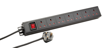 BRITISH, UNITED KINGDOM 13 AMPERE-250 VOLT [3250 WATT MAX.], 50/60-Hz, BS 1363A TYPE G [UK1-13R] 7 OUTLET PDU POWER STRIP, SHUTTERED CONTACTS, ON/OFF ILLUMINATED D.P. SWITCH, 2 POLE-3 WIRE GROUNDING [2P+E], SURFACE OR "19 IN" RACK MOUNT, 1.5U SIZE, METAL ENCLOSURE, 3.0 METER [9FT-10IN] CORD, [UK1-13P] BS1362 13 AMP. FUSED PLUG. BLACK.

<br><font color="yellow">Notes: </font> 
<br><font color="yellow">*</font> Operating Temp. = -10�C to +60�C.
<br><font color="yellow">*</font> Storage Temp. = -25�C to +65�C.
<br><font color="yellow">*</font> British, United Kingdom power cords, plugs, GFCI-RCD outlets, connectors, socket strips, extension cords, plug adapters listed below in related products. Scroll down to view.