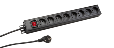 FRANCE, BELGIUM 16 AMPERE-250 VOLT CEE 7/5 (FR1-16R), 50/60HZ, 8 OUTLET PDU POWER STRIP, "19" IN. VERTICAL RACK MOUNT OR SURFACE MOUNT, 1.5U SIZE, METAL ENCLOSURE, ILLUMINATED DOUBLE POLE SWITCH, SHUTTERED CONTACTS, 2 POLE-3 WIRE GROUNDING (2P+E), 3.0 METER (9FT-10IN) CORD WITH SCHUKO CEE 7/7 (EU1-16P) ANGLE PLUG. BLACK. 

<br><font color="yellow">Notes: </font> 
<br><font color="yellow">*</font> Operating temp. = -10�C to +60�C.
<br><font color="yellow">*</font> Storage temp. = -25�C to +65�C.
<br><font color="yellow">*</font> All CEE 7/7 European plugs & power cords mate with France / Belgium outlets, sockets, connectors.
<br><font color="yellow">*</font> France, Belgium plugs, outlets, power cords, connectors, outlet strips, GFCI sockets listed below in related products. Scroll down to view.