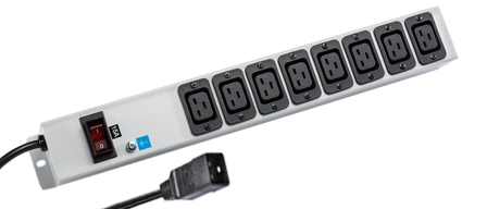 IEC 60320 C-19, C-20 15 AMPERE-240 VOLT 8 OUTLET PDU POWER STRIP, "19" IN. VERTICAL RACK / SURFACE MOUNT, METAL ENCLOSURE, ILLUMINATED 15 AMP. DOUBLE POLE CIRCUIT BREAKER, 2 POLE-3 WIRE GROUNDING (2P+E), 2.0 METER (6FT-7IN) CORD WITH C-20 PLUG. GRAY.

<br><font color="yellow">Notes: </font> 
<br><font color="yellow">*</font> Operating temp. = 0C to +60C.
<br><font color="yellow">*</font> Storage temp. = -10C to +70C.
<br><font color="yellow">*</font> IEC 60320 C-19, C-20 plugs, outlets, power cords, connectors, outlet strips, listed below in related products. Scroll down to view.
