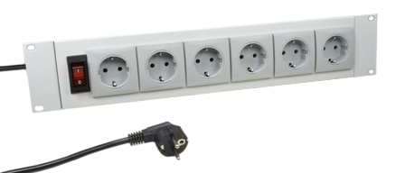 EUROPEAN GERMAN SCHUKO 16 AMPERE-250 VOLT CEE 7/3 (EU1-16R) 6 OUTLET PDU POWER STRIP, ILLUMINATED 15 AMP. DOUBLE POLE CIRCUIT BREAKER, "19 IN." HORIZONTAL RACK MOUNT, METAL ENCLOSURE, 2 POLE-3 WIRE GROUNDING (2P+E), 2.0 METER (6FT-7IN) CORD W/ CEE 7/7 (EU1-16P) PLUG. GRAY.

<br><font color="yellow">Notes: </font> 
<br><font color="yellow">*</font> Operating temp. = 0�C to +60�C.
<br><font color="yellow">*</font> Storage temp. = -10�C to +70�C.
<br><font color="yellow">*</font> European German Schuko power cords, plugs, outlets, sockets, connectors, outlet strips, GFCI (RCD) sockets listed below in related products. Scroll down to view.