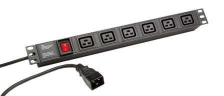 IEC 60320 C-19, C-20 16 AMPERE-250 VOLT 6 OUTLET PDU POWER STRIP, "19" IN. HORIZONTAL RACK MOUNT, (1U) METAL ENCLOSURE, ILLUMINATED DOUBLE POLE SWITCH, 2 POLE-3 WIRE GROUNDING (2P+E), 3.0 METER (9FT-10IN) CORD, IEC 60320 C-20 PLUG. BLACK. 

<br><font color="yellow">Notes: </font> 
<br><font color="yellow">*</font> Operating temp. = 0C to +60C.
<br><font color="yellow">*</font> Storage temp. = -25C to +65C.
<br><font color="yellow">*</font> IEC 60320 C19 C20 power cords, plugs, outlets, connectors, outlet strips, inlets, sockets, receptacles listed below in related products. Scroll down to view.
 
