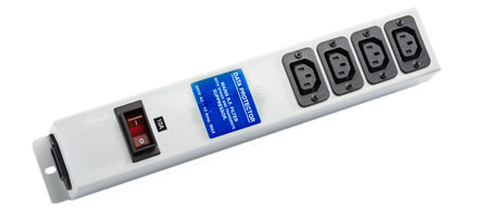 IEC 60320 C-13, C-14 PDU 4 OUTLET POWER STRIP, 10 AMPERE-230 VOLT, VERTICAL RACK/SURFACE MOUNT, METAL ENCLOSURE, SHUTTERED CONTACTS, R.F. FILTER, SURGE PROTECTION (140 JOULES), ILLUMINATED 10 AMP. DOUBLE POLE CIRCUIT BREAKER, 2 POLE-3 WIRE GROUNDING (2P+E), IEC 60320 C-14 POWER INLET. GRAY.

<br><font color="yellow">Notes: </font> 
<br><font color="yellow">*</font> Operating temp. = 0�C to +60�C.
<br><font color="yellow">*</font> Storage temp. = -10�C to +70�C.
<br><font color="yellow">*</font> C14 power inlet accepts any detachable power cord with IEC 60320, C13 or C15 type connectors.
<br><font color="yellow">*</font> IEC 60320 plugs, outlets, power cords, connectors, outlet strips are listed below in related products. Scroll down to view.
 