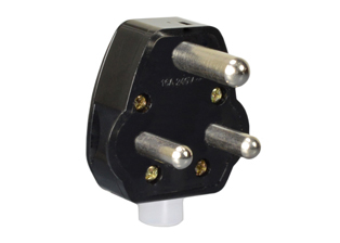 INDIA PLUG, 25 AMPERE-250 VOLT, <font color="yellow"> TYPE M </font> (IN3-25P), REWIREABLE ANGLE PLUG, 2 POLE-3 WIRE GROUNDING (2P+E), MAX. CORD O.D. = 0.472" (12mm). BLACK.

<br><font color="yellow">Notes: </font> 
<BR><font color="yellow">*</font> Plug mates with India 25A-250V type M (IN3-25R) outlets, India 16A-250V type M outlets (IN1-16R).  
