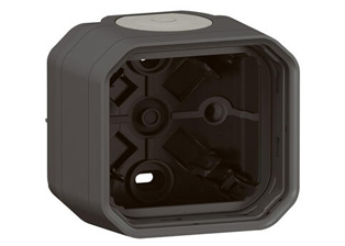 WEATHERPROOF IP55 RATED ONE GANG SURFACE MOUNT WALL BOX, MEMBRANE CABLE / CONDUIT SEALING GLANDS AT TOP AND BOTTOM OF BOX. ANTHRACITE.

<BR><font color="yellow">Notes:</font>

<br><font color="yellow">*</font> Accepts 22.5mmX45mm & 45mmX45mm modular size devices. <a href="https://www.internationalconfig.com/modular_electrical_devices.asp" style="text-decoration: none">[ Modular Devices ]</a>

<BR><font color="yellow">*</font> View IP20 Rated Cover / Mounting Frame. <a href="https://internationalconfig.com/icc6.asp?item=69582LX45" style="text-decoration: none"> [ IP20 Device Cover ]</a>
<br><font color="yellow">*</font> For IP20 applications: Use one #69582LX45 insert with #69601LX45.
   
<BR><font color="yellow">*</font> View IP55 Rated Weatherproof Cover / Mounting Frame. <a href="https://internationalconfig.com/icc6.asp?item=69880LX45" style="text-decoration: none"> [ IP55 Device Cover ]</a>

<br><font color="yellow">*</font> For IP55 Weatherproof applications: Use one #69880LX45 lift lid weatherproof cover insert with #69601LX45.

<br><font color="yellow">*</font> Grommets are replaceable with M20 threaded hub grommets. 69663LX45 ( Single Entry Hub ), 69673LX45 ( Double Entry Hub )

<br><font color="yellow">*</font> Operating temp. range = -10C to +40C. Storage temp. range = -25C to +60C. UV Protected, Halogen free.

<BR><font color="yellow">*</font> View European, British, International Outlets / Switches. <a href="https://www.internationalconfig.com/modular_electrical_devices.asp" style="text-decoration: none">[ Entire Modular Device Series ]</a>