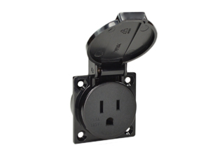 15 AMPERE-125 VOLT NEMA 5-15R WEATHERPROOF OUTLET, PANEL / WALL BOX MOUNT, TYPE B, IP54 RATED (COVER CLOSED) WITH GASKET, "T" MARK IMPACT RESISTANT, 2 POLE-3 WIRE GROUNDING (2P+E). BLACK.
 
<br><font color="yellow">Notes: </font> 
<br><font color="yellow">*</font> American 2x4, 4x4 wall box mount applications = Use #97120-BZ, #97120-DBZ wall plates. 
  
<br><font color="yellow">*</font> Terminals, conductor cover for panel mount applications = Use #70127.

<br><font color="yellow">*</font> Not for use with #70125 wall box.

<br><font color="yellow">*</font> Operating temp. = -25C to +40C.

<br><font color="yellow">**</font>NEMA Weatherproof Outlets with same mounting design listed below.
<BR>**NEMA 5-15R (15A-125V) #70020, #70020- BLU . Accepts NEMA 5-15P plugs.
<BR>**NEMA 5-20R (20A-125V) #70050-BLK, #70050-BLU . Accepts NEMA 5-20P & NEMA 5-15P plugs.
<br><font color="yellow">View:</font> Optional panel mount designs # <a href="https://internationalconfig.com/icc6.asp?item=5279-SS" style="text-decoration: none">5279-SS</a>, # <a href="https://internationalconfig.com/icc6.asp?item=5258" style="text-decoration: none">5258</a>, # <a href="https://internationalconfig.com/icc6.asp?item=5258-QC" style="text-decoration: none">5258-QC</a>. 

<br><font color="yellow">View:</font> European, British, Australia, Universal <a href="https://www.internationalconfig.com/icc5.asp?productgroup=%27Weatherproof%20Outlets,Boxes,Covers%27&Producttype=%27Panel%20Mount%20Outlets,IP44,IP55,IP68%27&set=1&title1=%27prodtype%27" style="text-decoration: none">Weatherproof outlets with same mounting design</a>. 

<br><font color="yellow">*</font> International / Worldwide panel mount power outlets for all countries are listed below in related products. Scroll down to view.
 