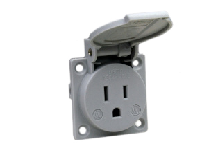 15 AMPERE-125 VOLT NEMA 5-15R WEATHERPROOF OUTLET, PANEL / WALL BOX MOUNT, TYPE B, IP54 RATED (COVER CLOSED) WITH GASKET, "T" MARK IMPACT RESISTANT, 2 POLE-3 WIRE GROUNDING (2P+E). GRAY.
<br><font color="yellow">Notes: </font> 
<br><font color="yellow">*</font> American 2x4, 4x4 wall box mount applications = Use #97120-BZ, #97120-DBZ wall plates. 
<br><font color="yellow">*</font> Surface mount wall box applications = Use #70125.
<br><font color="yellow">*</font> DIN rail mount Applications = Use #70125-DIN bracket & #70125 wall box.

<br><font color="yellow">*</font> Terminals, conductor cover for panel mount applications = Use #70127. 
<br><font color="yellow">*</font> Operating temp. = -25�C to +40�C.

<br><font color="yellow">**</font>NEMA Weatherproof Outlets with same mounting design listed below.
<BR>**NEMA 5-15R (15A-125V) #70020, #70020- BLU . Accepts NEMA 5-15P plugs.
<BR>**NEMA 5-20R (20A-125V) #70050-BLK, #70050-BLU . Accepts NEMA 5-20P & NEMA 5-15P plugs.
<br><font color="yellow">View:</font> Optional panel mount designs # <a href="https://internationalconfig.com/icc6.asp?item=5279-SS" style="text-decoration: none">5279-SS</a>, # <a href="https://internationalconfig.com/icc6.asp?item=5258" style="text-decoration: none">5258</a>, # <a href="https://internationalconfig.com/icc6.asp?item=5258-QC" style="text-decoration: none">5258-QC</a>. 

<br><font color="yellow">View:</font> European, British, Australia, Universal <a href="https://www.internationalconfig.com/icc5.asp?productgroup=%27Weatherproof%20Outlets,Boxes,Covers%27&Producttype=%27Panel%20Mount%20Outlets,IP44,IP55,IP68%27&set=1&title1=%27prodtype%27" style="text-decoration: none">Weatherproof outlets with same mounting design</a>. 

<br><font color="yellow">*</font> International / Worldwide panel mount power outlets for all countries are listed below in related products. Scroll down to view.

 