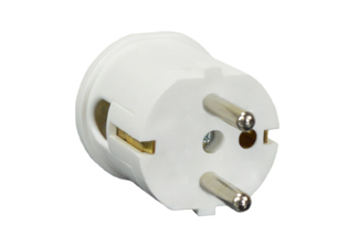 EUROPEAN SCHUKO 16 AMPERE-250 VOLT ANGLE PLUG, CEE 7/7 TYPE E, F (EU1-16P), 4.8mm DIA. PINS, 2 POLE-3 WIRE GROUNDING (2P+E), MAX. CORD O.D. = 10mm (0.394"). WHITE.

<br><font color="yellow">Notes: </font> 
<br><font color="yellow">*</font> Temp. rating = -5�C to +40�C. 
<br><font color="yellow">*</font> Terminal torque: L/N = 0.4Nm, PE (Earth) = 0.6Nm.
<br><font color="yellow">*</font> Conductor strip length: L/N = 26mm, PE (Earth) = 40mm.
