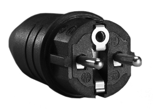 AUDIO-HIFI EUROPEAN PLUG, 16A-250V, GERMANY, FRANCE, BELGIUM 16 AMPERE-250 VOLT TYPE E, F PLUG, CEE 7/7, CEE 7/4 (EU1-16P), 4.8 mm DIA. PINS, IP54 RATED, REWIREABLE POWER PLUG, DUAL STRAIN RELIEFS, "T" MARK (IMPACT RESISTANT BODY), 2 POLE-3 WIRE GROUNDING (2P+E), TERMINALS ACCEPT 12/3, 14/3, 16/3, 18/3 CONDUCTORS, MAX. O.D. CORD GRIP = 12.4mm (0.473"), BLACK. 

<br><font color="yellow">Notes: </font> 
<br><font color="yellow">*</font> Temp. rating = -15C to +35C.
<br><font color="yellow">*</font> Terminal screws, strain relief torque = 0.05-0.08Nm
<br><font color="yellow">*</font> European Schuko "locking plug" #70341-N listed below in related products. Prevents accidental disconnects.