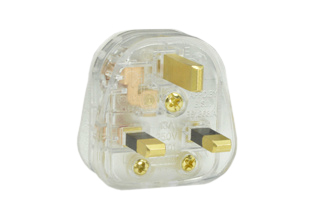 UK, BRITISH, UNITED KINGDOM 13 AMPERE-250 VOLT CLEAR (SEE THROUGH) BS 1363A ANGLE PLUG, TYPE G (UK1-13P), 13 AMP. FUSE, 2 POLE-3 WIRE GROUNDING (2P+E), CLEAR.

<br><font color="yellow">Notes: </font> 
<br><font color="yellow">*</font> Max. Cord O.D. = 0.433" (11mm).
<br><font color="yellow">*</font> Operating Temp. = -5�C to +40�C.
<br><font color="yellow">*</font> British, UK plugs available with 3A, 5A, 10A, 13A fuses.
<br><font color="yellow">*</font> British, United Kingdom plugs, power cords, outlets, power strips, GFCI-RCD receptacles, sockets, connectors, extension cords, plug adapters listed below in related products. Scroll down to view.


 