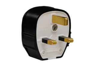 UK, BRITISH, UNITED KINGDOM 13 AMPERE-250 VOLT "IMPACT RESISTANT" INDUSTRIAL GRADE ANGLE PLUG (UK1-13P), BS 1363A TYPE G PLUG, 13 AMPERE FUSED, 2 POLE-3 WIRE GROUNDING (2P+E), MAX. CORD O.D. = 0.433" (11mm). BLACK. ASTA, "G" MARK APPROVED.
<br><font color="yellow">Notes: </font> 
<br><font color="yellow">*</font> Note: British, UK  Plugs available with 3A, 5A, 10A, 13A fuses. <BR> Note: British, United Kingdom Plugs, Power Cords, Outlets, Power Strips, GFCI-RCD Receptacles, Sockets, Connectors, Extension Cords, Plug Adapters listed below in related products.
<br><font color="yellow">*</font> Scroll down to view.
