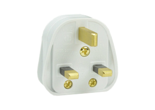 SAUDI ARABIA / GULF STATES 13 AMPERE-250 VOLT PLUG, BS 1363A TYPE G (UK1-13P)(SA1-13P), FUSED 13 AMPERE, 2 POLE-3 WIRE GROUNDING (2P+E), WHITE. 

<br><font color="yellow">Notes: </font> 
<br><font color="yellow">*</font> Max. Cord O.D. = 0.433" (11mm).
<br><font color="yellow">*</font> Operating Temp. = -5�C to +40�C 
<br><font color="yellow">GULF STATES ("G" MARK) APPROVED.</font>

<br><font color="yellow">*</font> Saudi Arabia-Gulf States power cords, outlets, plugs, power strips listed below in related products. Scroll down to view.
