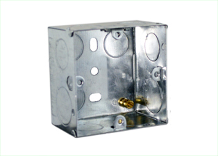 EUROPEAN, INTERNATIONAL, BRITISH, UNITED KINGDOM FLUSH MOUNT STEEL WALL BOX <br><font color="yellow">(47mm DEEP)</font> WITH "EARTH" GROUNDING TERMINAL, 20mm & 25mm KNOCKOUTS.

<br><font color="yellow">Notes: </font> 
<br><font color="yellow">*</font> #72350-D Wall Box same as new #72350X47D.
<BR><font color="yellow">*</font> Accepts 86mmX86mm size Sockets, Outlets, Switches, Devices with 60mm (60.3mm) mounting centers. <br><font color="yellow">*</font> Verify mating product(s) depth dimension for compatibility with #72350X35D wall box.
<br><font color="yellow">*</font> #72350X47D, 72350X35D Wall Boxes accept #70114, 70114-S, 71114, 71114-S, 72215, 72220, 72220-DP, 72220-DP-RED, 72225, 72235, 72300-D-10MA, 73110, 73110-S, 73310, 74615, 74715, 75500-S, 76510, 77110,  77110-S, 76101-S, 78117-S outlets, switches.

