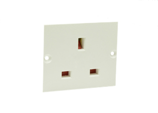 UK, BRITISH, UNITED KINGDOM 13 AMPERE-250 VOLT PANEL MOUNT OUTLET (UK1-13R), BS 1363A TYPE G SOCKET, SHUTTERED CONTACTS, 2 POLE-3 WIRE GROUNDING (2P+E). WHITE. 

<br><font color="yellow">Notes: </font> 
<br><font color="yellow">*</font> British, United Kingdom plugs, power cords, outlets, power strips, GFCI-RCD receptacles, sockets, connectors, extension cords, plug adapters listed below in related products. Scroll down to view.

 